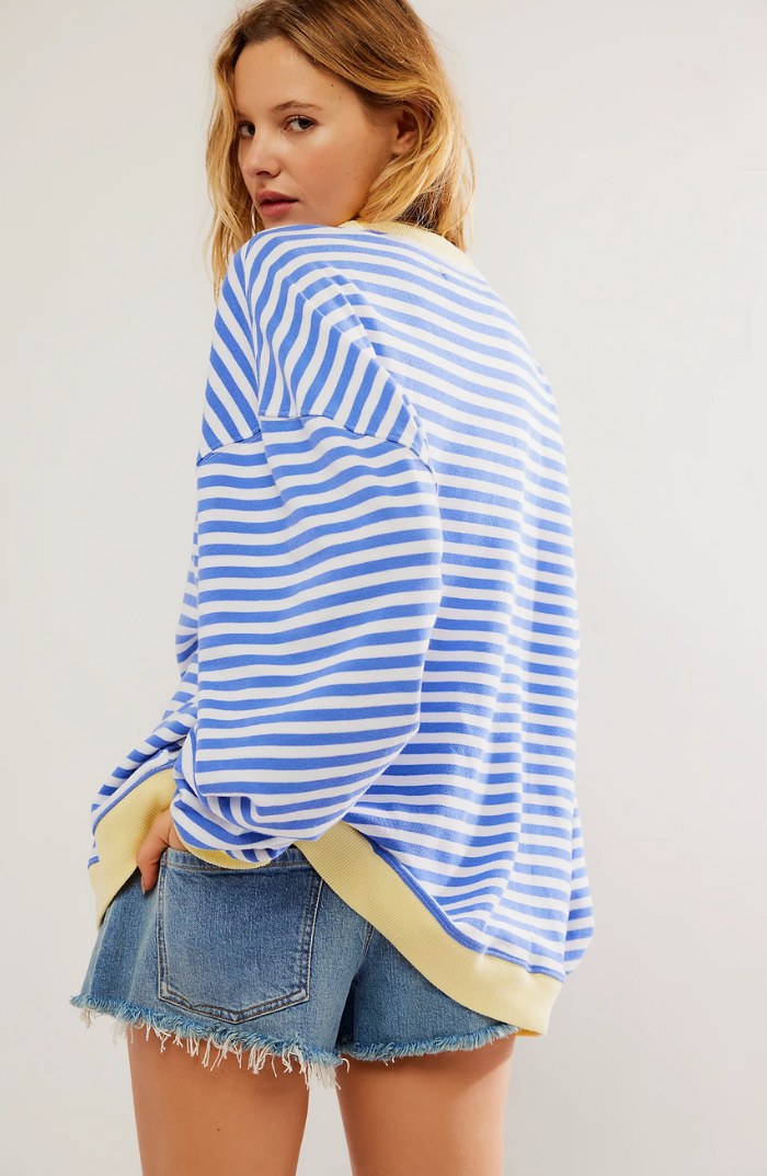 Darcy | Damski pasiasty sweter oversize, swobodnie skrojony sweter z dzianiny | Rokishi | Zielony