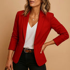 Delphine | Damski dopasowany blazer na jeden guzik, taliowana marynarka | Rokishi | Ciemna czerwień