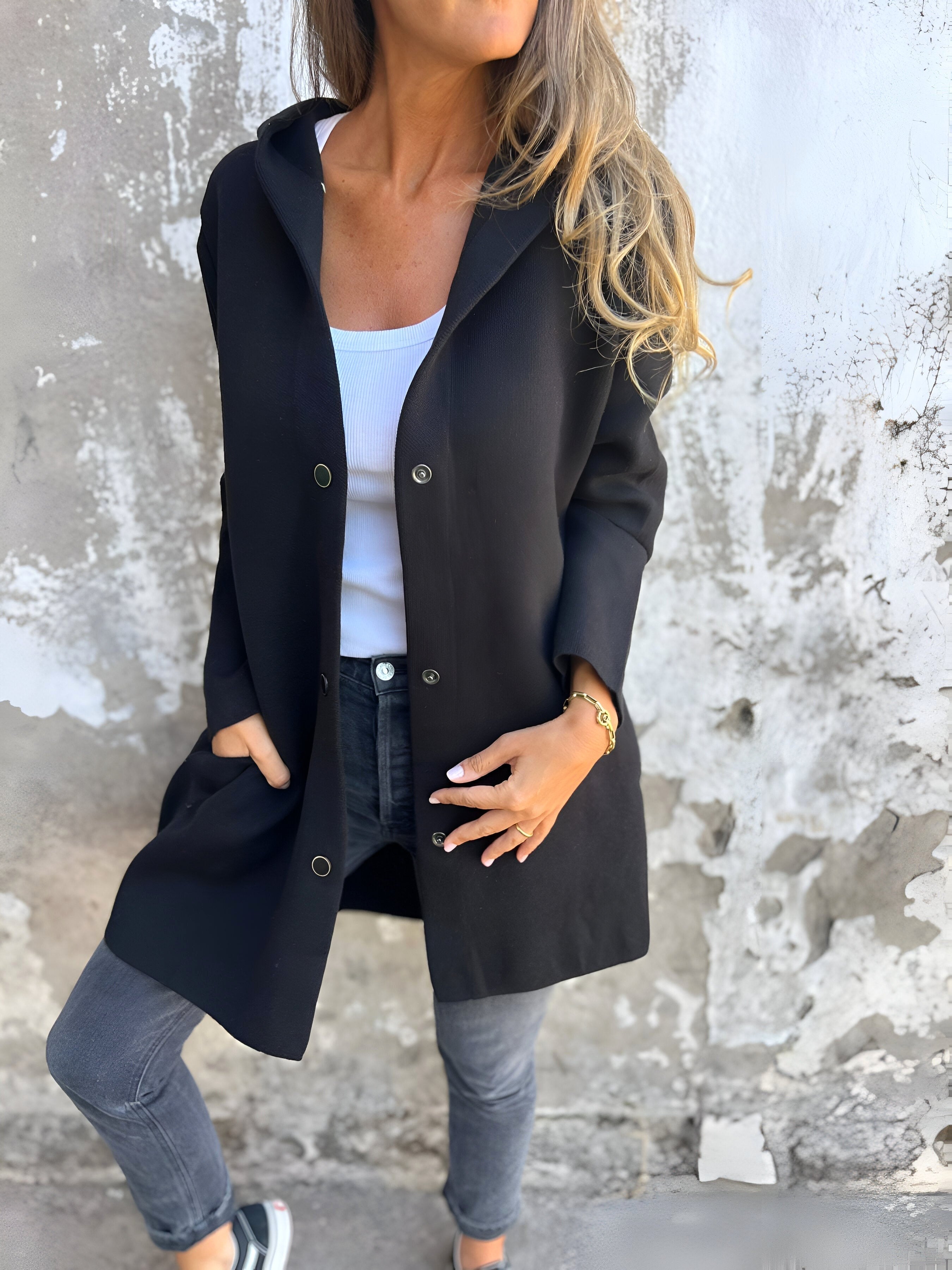 Denise | Damska bluza z kapturem z bawełny z domieszką, luźno skrojona kurtka przejściowa | Rokishi | Czerwony