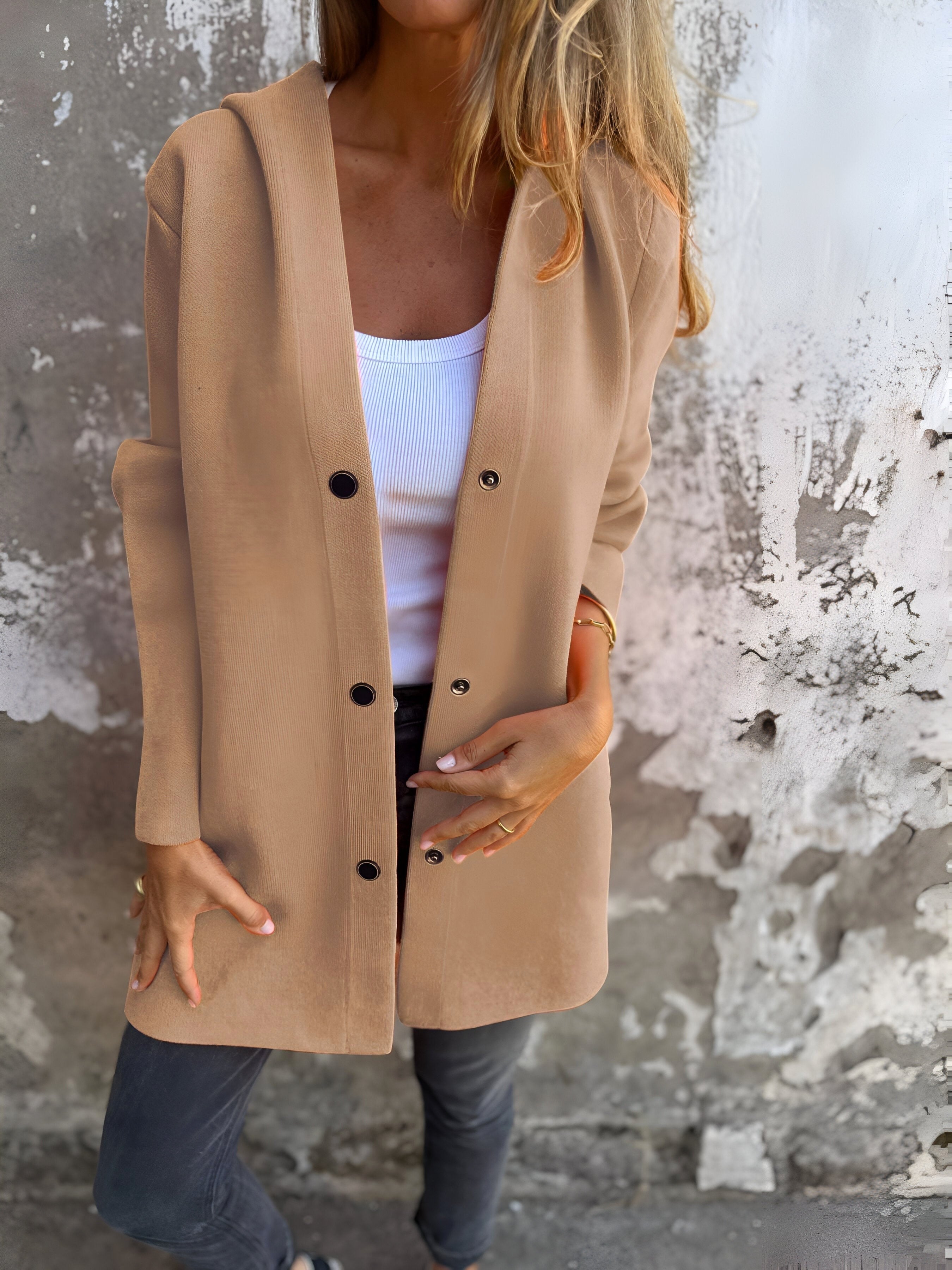 Denise | Damska bluza z kapturem z bawełny z domieszką, luźno skrojona kurtka przejściowa | Rokishi | Czerwony