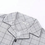 Dieter | Męska prążkowana piżama z długim rękawem, dwuczęściowy komplet piżamowy | Rokishi | Żelazna szarość