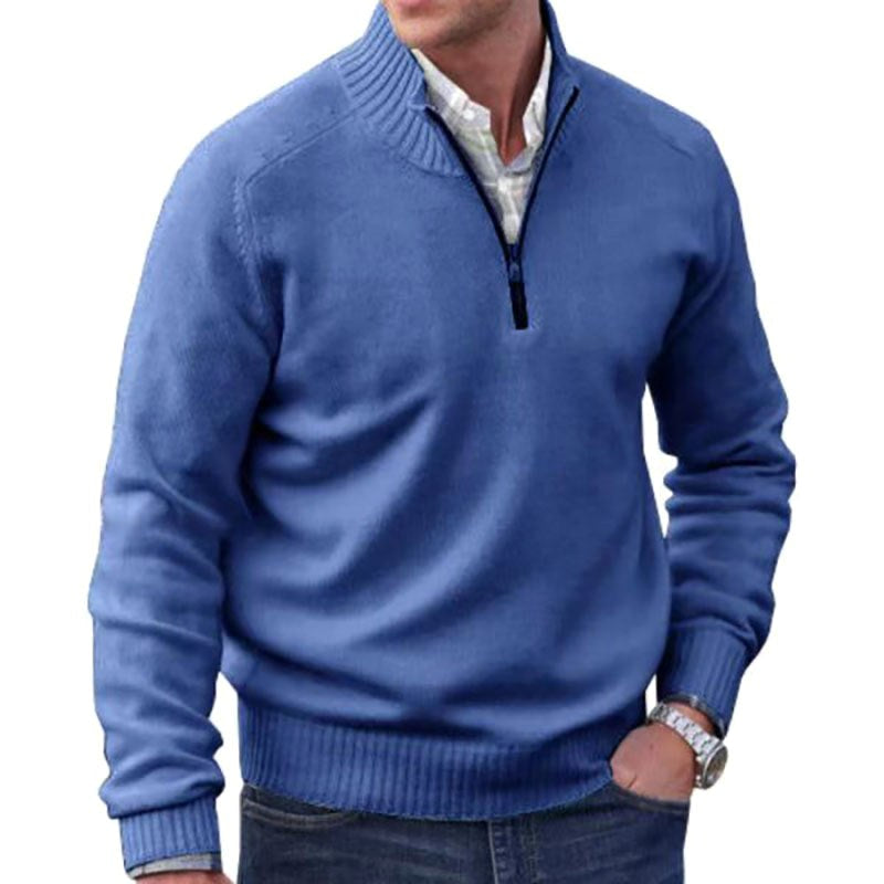 Eberhard | Męski włoski sweter z zamkiem, elegancki sweter z dzianiny | Rokishi | Fioletowy