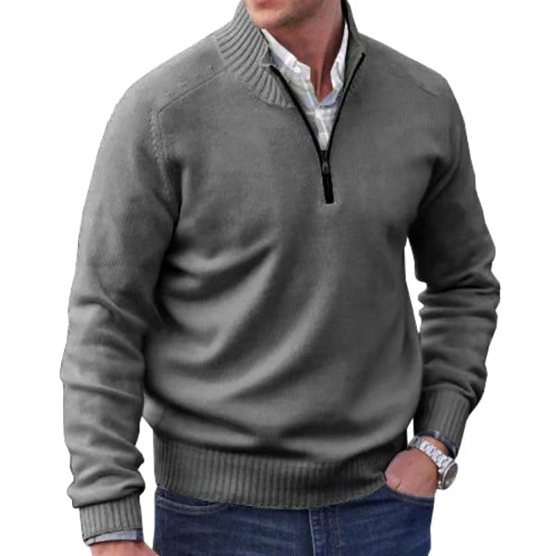 Eberhard | Męski włoski sweter z zamkiem, elegancki sweter z dzianiny | Rokishi | Fioletowy