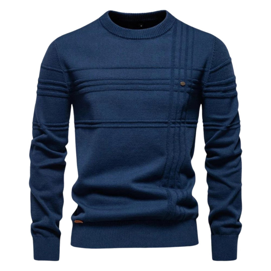 Edmund | Męski sweter w kratkę, klasyczny sweter z dzianiny | Rokishi | Jasnoszary