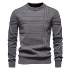 Edmund | Męski sweter w kratkę, klasyczny sweter z dzianiny | Rokishi | Jasnoszary