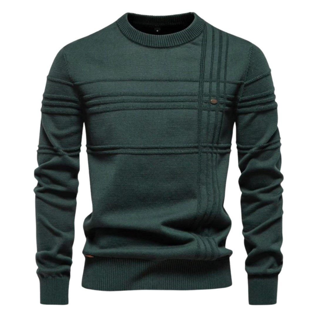 Edmund | Męski sweter w kratkę, klasyczny sweter z dzianiny | Rokishi | Jasnoszary