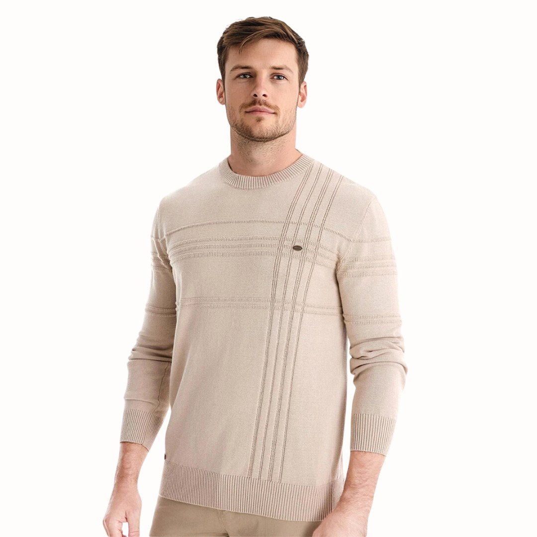 Edmund | Męski sweter w kratkę, klasyczny sweter z dzianiny | Rokishi | Szary