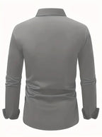 Edward | Męska koszula z długim rękawem, przewiewna, elegancka koszula o wąskim kroju | Rokishi | Bordowy