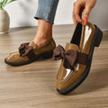 Aleksandra | Damskie buty wsuwane (slip-on) na platformie, z okrągłym noskiem i ozdobnym węzłem | Rokishi