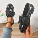 Aleksandra | Damskie buty wsuwane (slip-on) na platformie, z okrągłym noskiem i ozdobnym węzłem | Rokishi