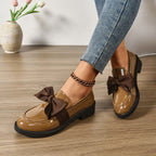 Aleksandra | Damskie buty wsuwane (slip-on) na platformie, z okrągłym noskiem i ozdobnym węzłem | Rokishi