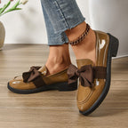 Aleksandra | Damskie buty wsuwane (slip-on) na platformie, z okrągłym noskiem i ozdobnym węzłem | Rokishi