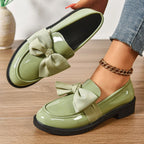 Aleksandra | Damskie buty wsuwane (slip-on) na platformie, z okrągłym noskiem i ozdobnym węzłem | Rokishi