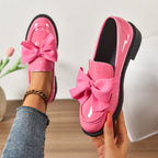Aleksandra | Damskie buty wsuwane (slip-on) na platformie, z okrągłym noskiem i ozdobnym węzłem | Rokishi