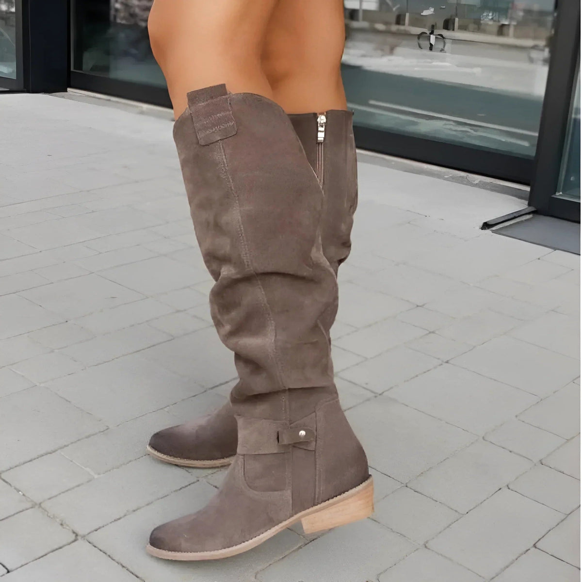 Eliza | Damskie botki imitujące zamsz, wysokiej jakości buty jesienne | Rokishi | Beżowy
