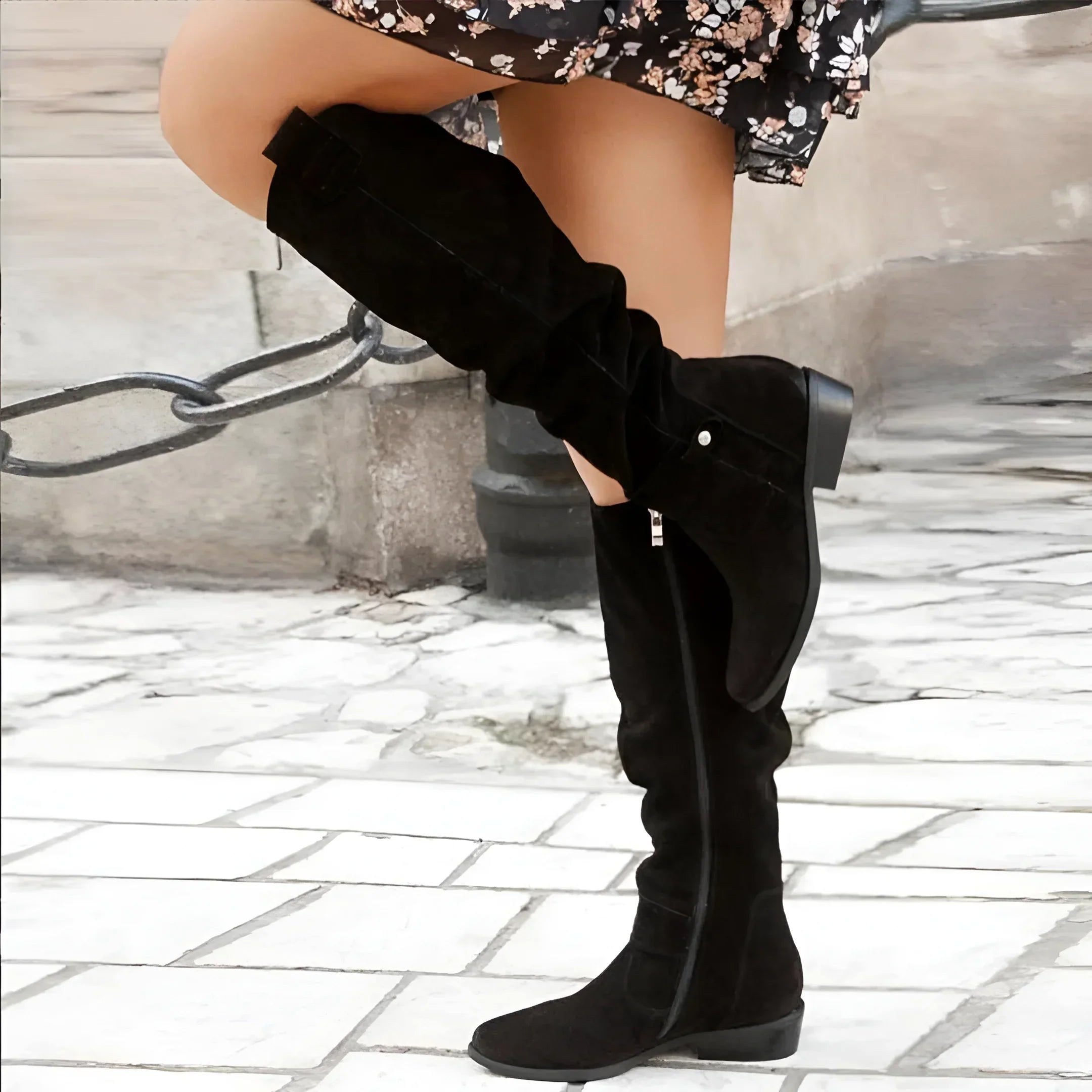 Eliza | Damskie botki imitujące zamsz, wysokiej jakości buty jesienne | Rokishi | Beżowy