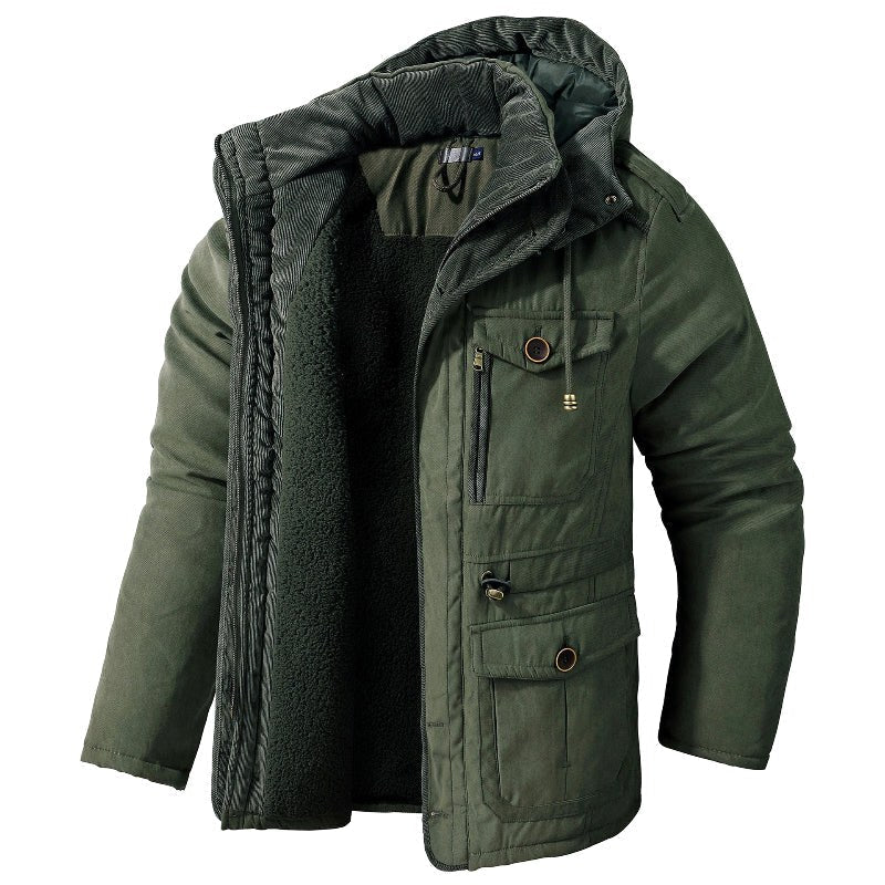 Ethan | Męska kurtka, ochrona przed wiatrem, ocieplany fason | Rokishi | Khaki