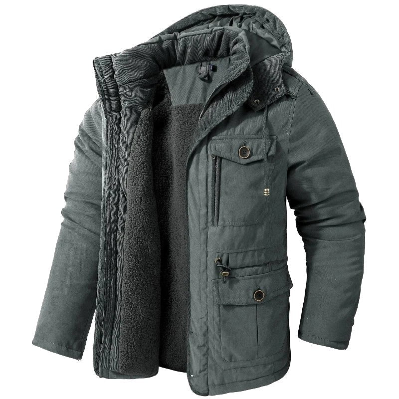 Ethan | Męska kurtka, ochrona przed wiatrem, ocieplany fason | Rokishi | Khaki