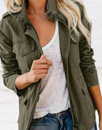 Evie | Damska strukturalna kurtka typu utility, kurtka smart casual | Rokishi | Czarny