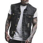 Fabian | Męska kamizelka jeansowa, bezrękawnikowa z wyrazistą sylwetką streetwear | Rokishi | Czarny