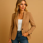 Felicity | Damski dopasowany, taliowany blazer, strukturalna kurtka jesienna | Rokishi | Biały