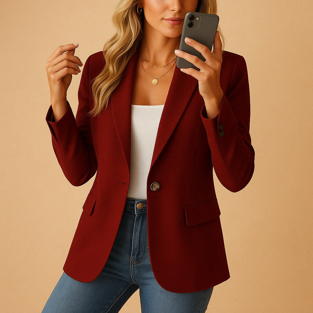 Felicity | Damski dopasowany, taliowany blazer, strukturalna kurtka jesienna | Rokishi | Biały