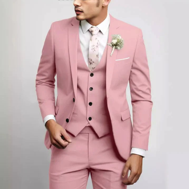 Felix | Męski garnitur dla gości weselnych w kroju slim fit, garnitur trzyczęściowy | Rokishi | Czarny