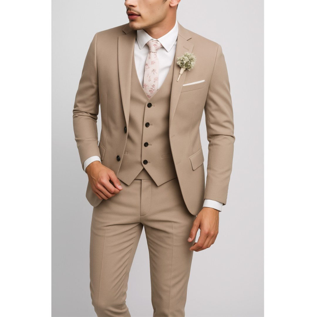 Felix | Męski garnitur dla gości weselnych w kroju slim fit, garnitur trzyczęściowy | Rokishi | Jasnoniebieski