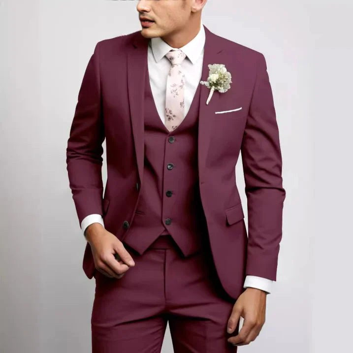 Felix | Męski garnitur dla gości weselnych w kroju slim fit, garnitur trzyczęściowy | Rokishi | Jasnoniebieski