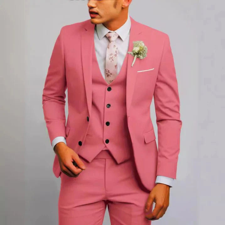 Felix | Męski garnitur dla gości weselnych w kroju slim fit, garnitur trzyczęściowy | Rokishi | Jasnoniebieski