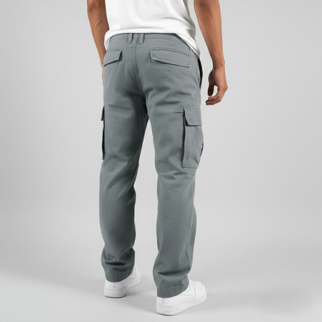 Freddie | Męskie luźne spodnie cargo, spodnie streetwear z kieszeniami bocznymi | Rokishi | Brązowy
