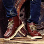 Fritz | Męskie skórzane buty w naturalnym odcieniu, wytrzymałe buty jesienne | Rokishi | Bordowy