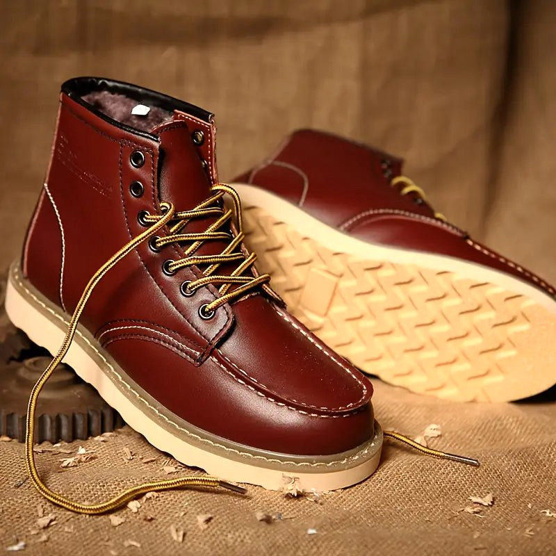 Fritz | Męskie skórzane buty w naturalnym odcieniu, wytrzymałe buty jesienne | Rokishi | Bordowy