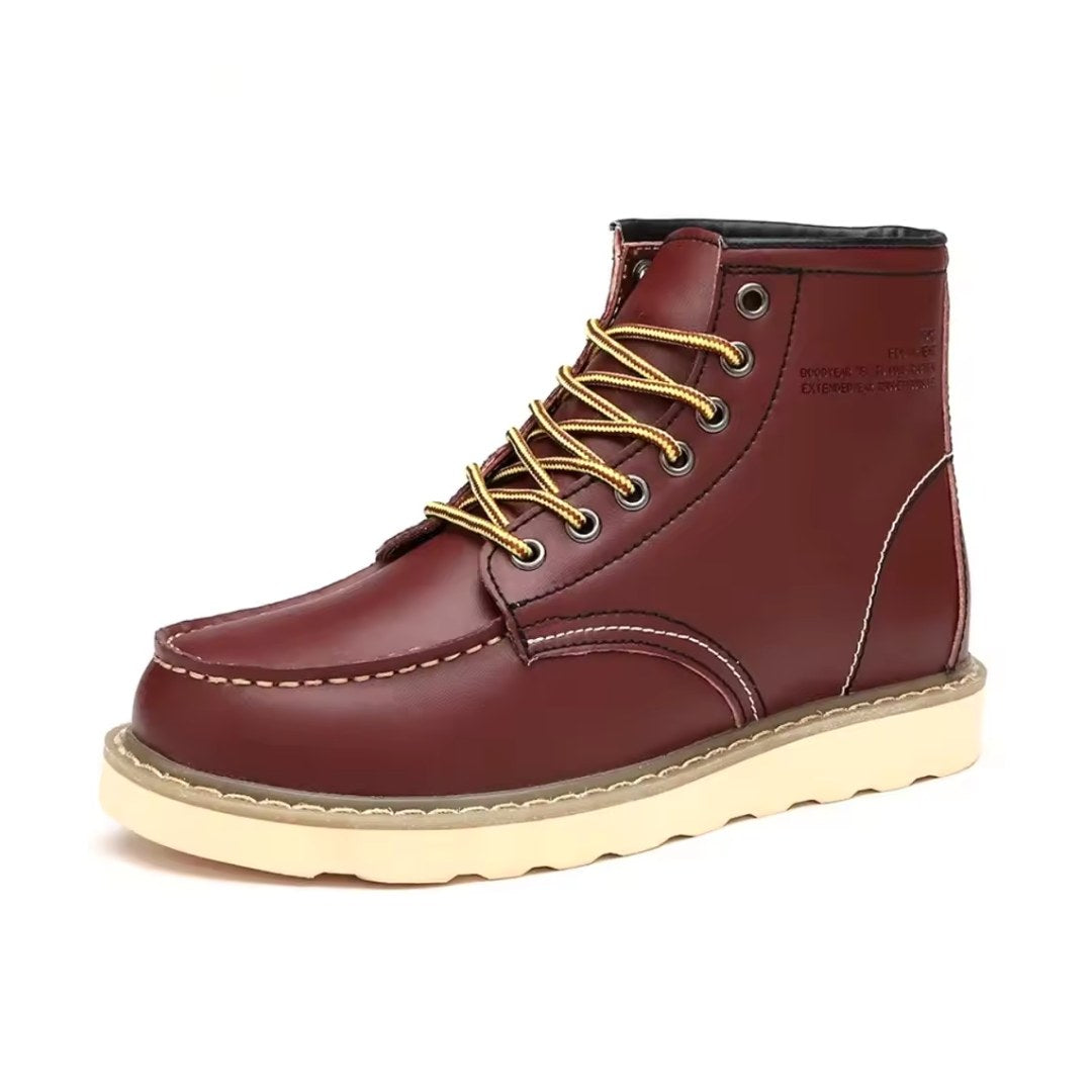Fritz | Męskie skórzane buty w naturalnym odcieniu, wytrzymałe buty jesienne | Rokishi | Bordowy