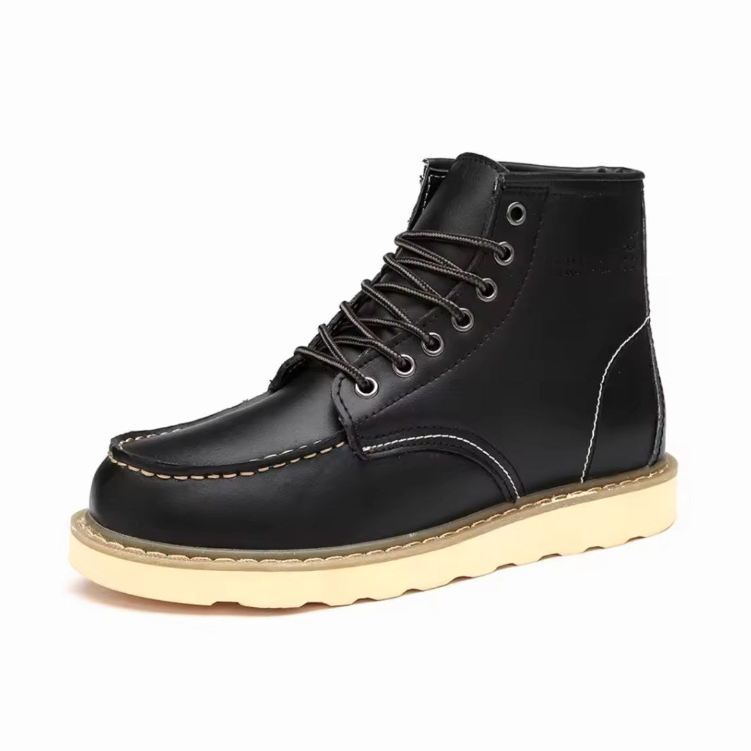 Fritz | Męskie skórzane buty w naturalnym odcieniu, wytrzymałe buty jesienne | Rokishi | Bordowy