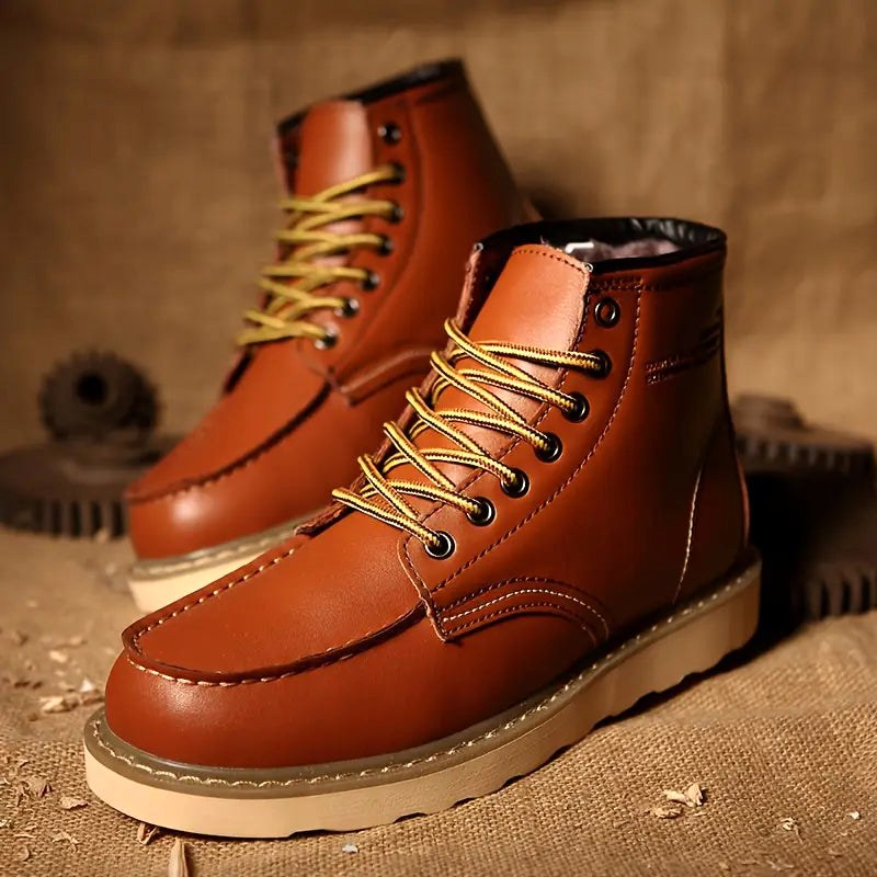 Fritz | Męskie skórzane buty w naturalnym odcieniu, wytrzymałe buty jesienne | Rokishi | Bordowy