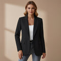 Gabrielle | Damski dopasowany blazer z mieszanki bawełny, elegancka marynarka z kołnierzem z klapami | Rokishi | Czarny