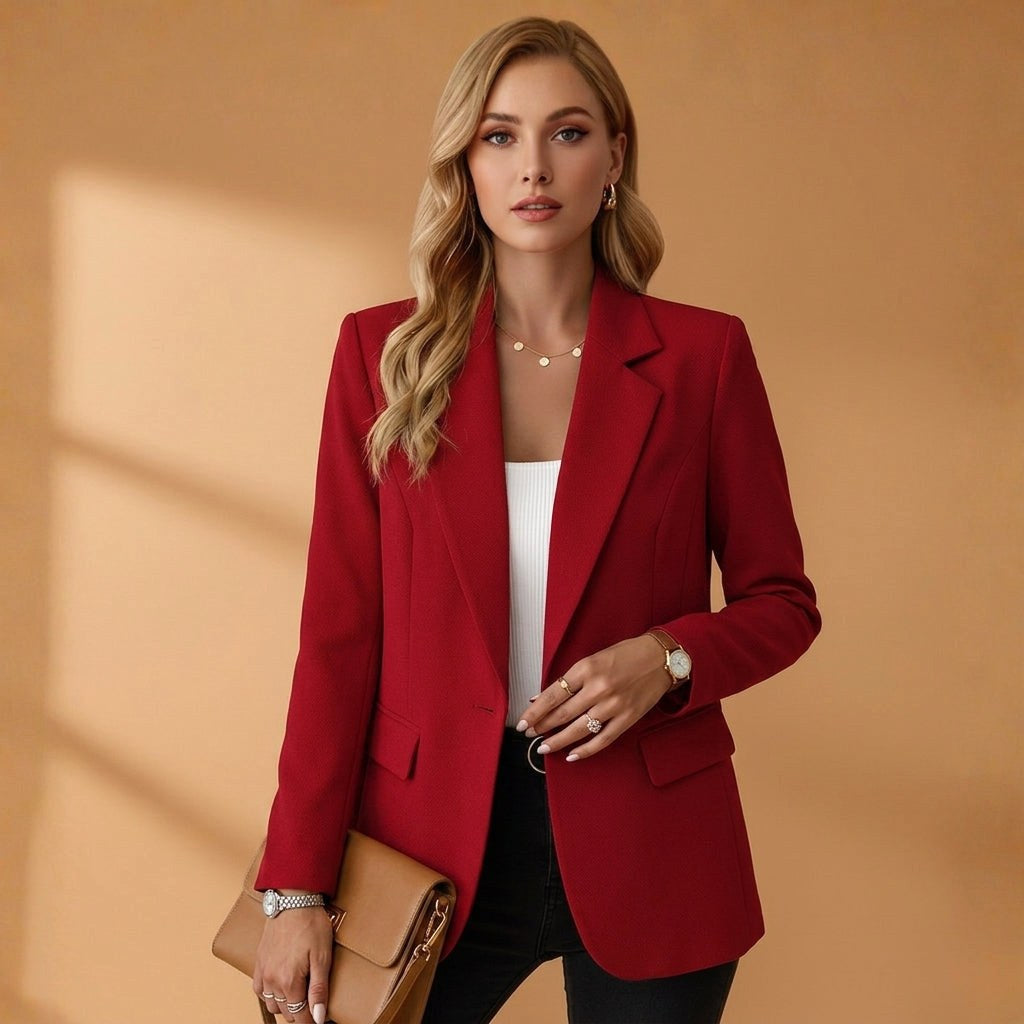 Gabrielle | Damski dopasowany blazer z mieszanki bawełny, elegancka marynarka z kołnierzem z klapami | Rokishi | Czarny