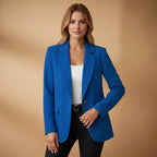 Gabrielle | Damski dopasowany blazer z mieszanki bawełny, elegancka marynarka z kołnierzem z klapami | Rokishi | Czarny