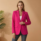 Gabrielle | Damski dopasowany blazer z mieszanki bawełny, elegancka marynarka z kołnierzem z klapami | Rokishi | Czarny