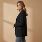 Gabrielle | Damski dopasowany blazer z mieszanki bawełny, elegancka marynarka z kołnierzem z klapami | Rokishi | Czerwony
