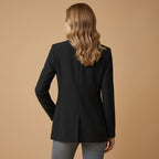 Gabrielle | Damski dopasowany blazer z mieszanki bawełny, elegancka marynarka z kołnierzem z klapami | Rokishi | Czerwony