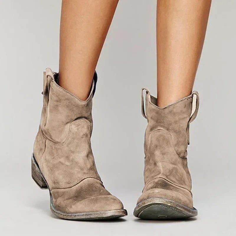 Georgia | Damskie botki kowbojskie w stylu vintage, inspirowane stylem western | Rokishi | Brązowy