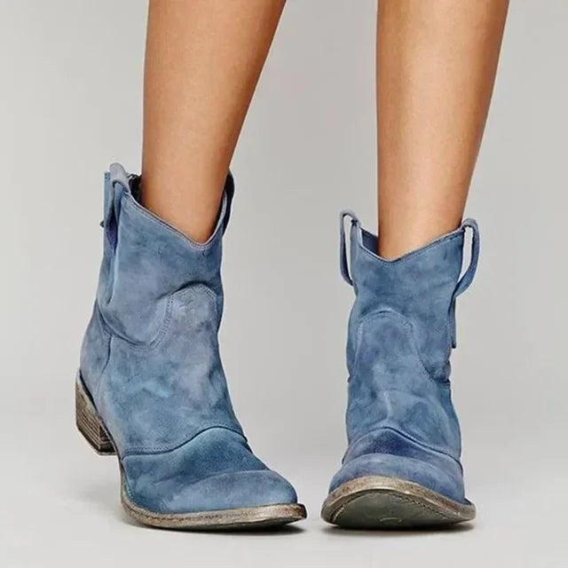Georgia | Damskie botki kowbojskie w stylu vintage, inspirowane stylem western | Rokishi | Brązowy
