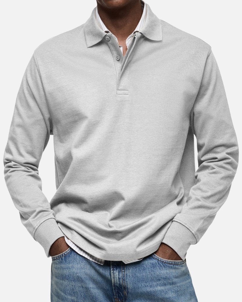 Gerhard | Klasyczna koszulka polo z długim rękawem, elegancka męska polówka | Rokishi | Jasnoniebieski