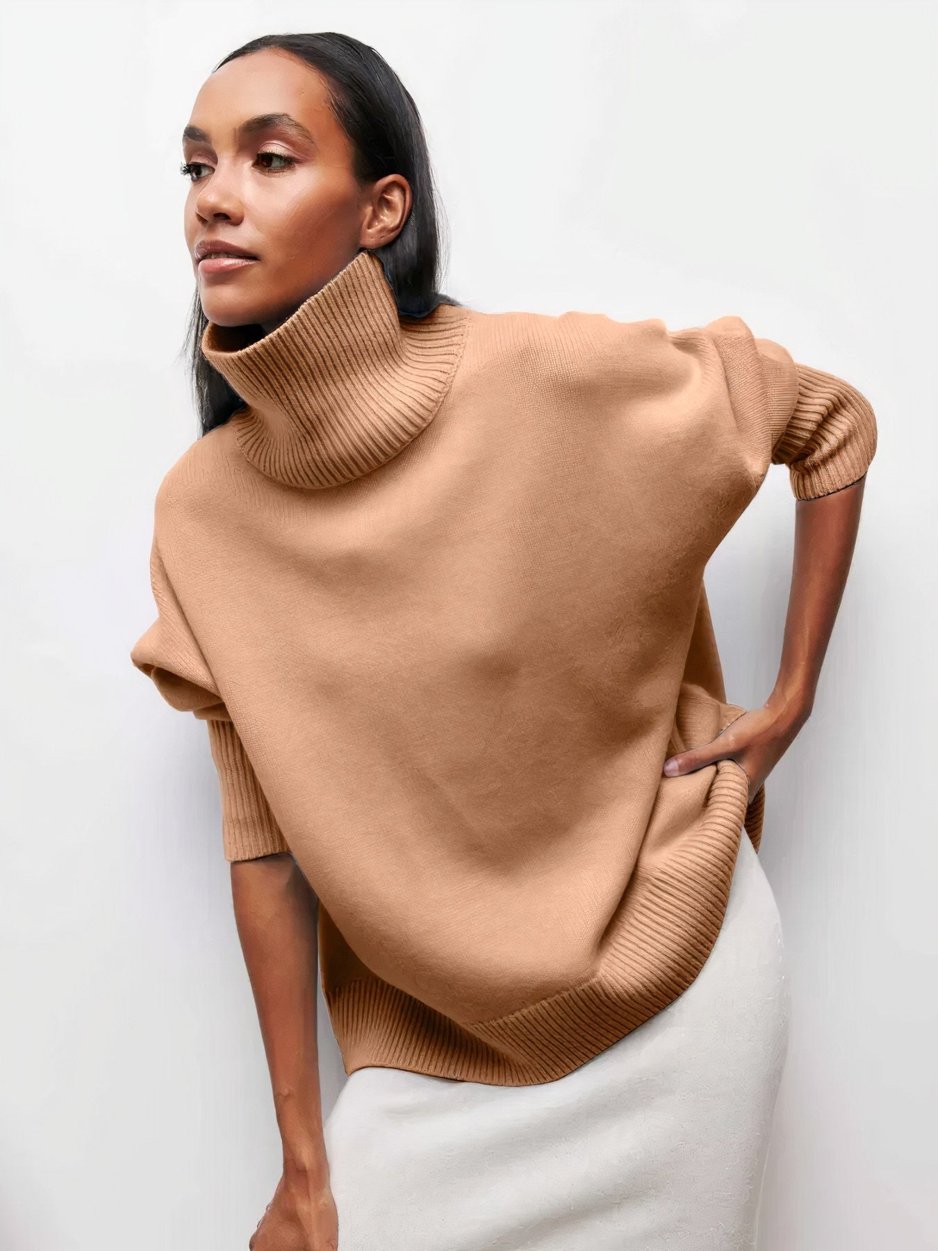 Grace | Damski wygodny sweter z dzianiny, ciepły sweter zimowy | Rokishi | Camelowy