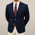 Harrison | Męski dopasowany blazer, elegancki strukturalny blazer garniturowy | Rokishi | Granatowy