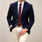 Harrison | Męski dopasowany blazer, elegancki strukturalny blazer garniturowy | Rokishi | Granatowy