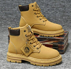 Harry | Męskie skórzane buty sznurowane, wysokie buty robocze | Rokishi | Brązowy