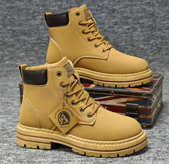 Harry | Męskie skórzane buty sznurowane, wysokie buty robocze | Rokishi | Brązowy